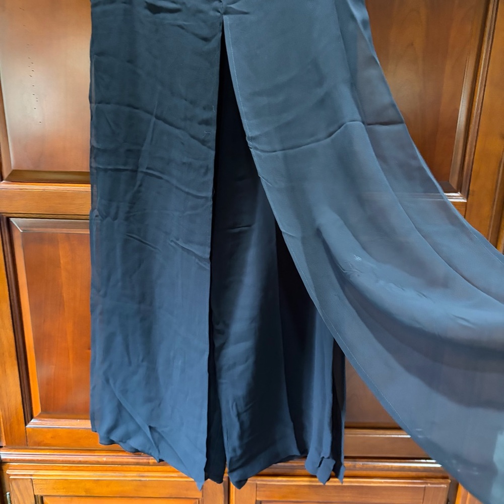 Women's Black Wide-Leg Split Palazzo Pants - Picture 4 of 10